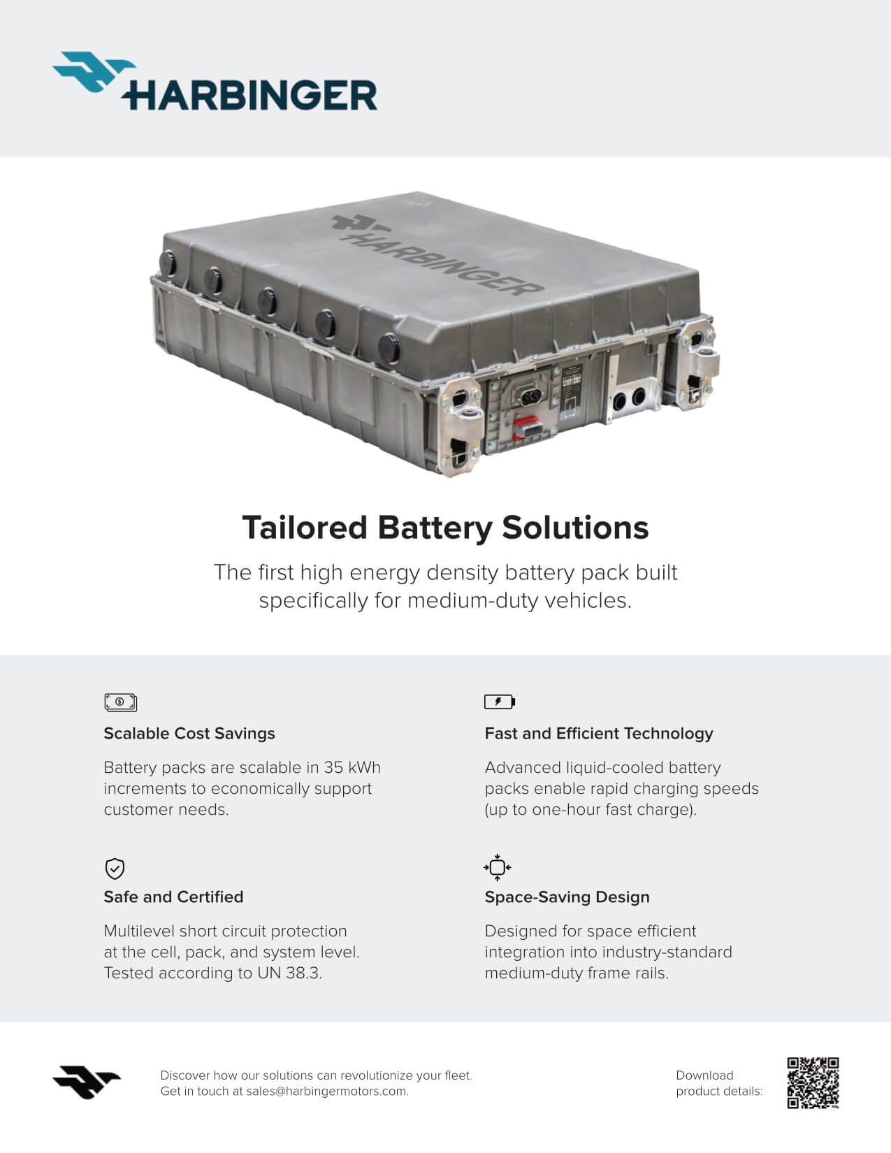 Harbinger Motors | Spec Sheet | Tailored Battery Solutions